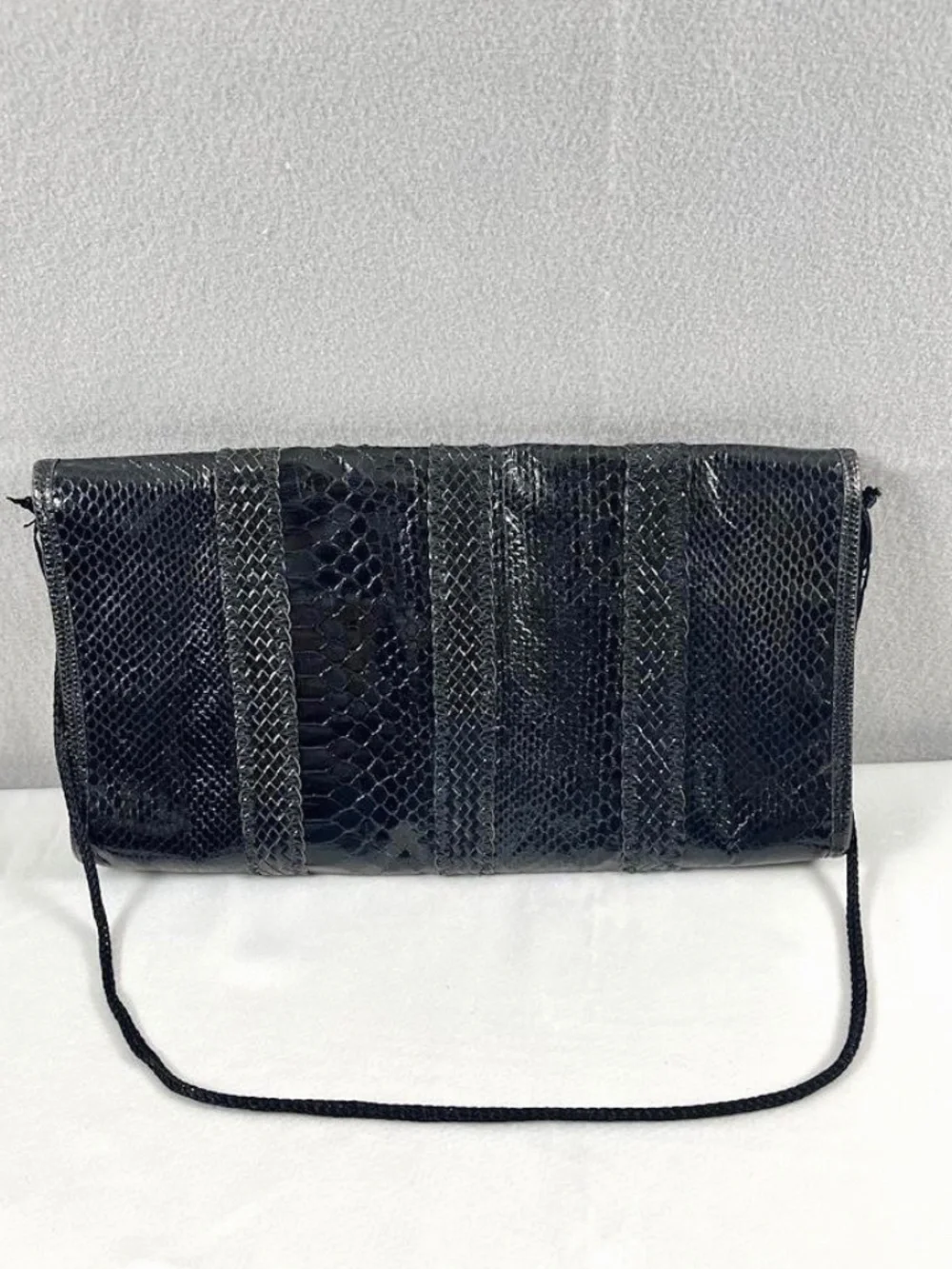 VTG Vasilis for Trotting Genuine Black Snakeskin Exotic Python Clutch Italian